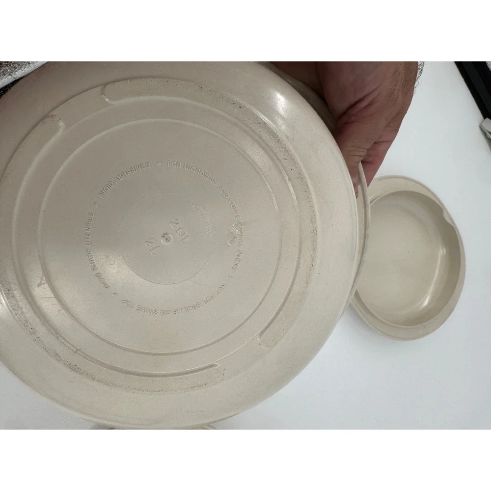 Tupperware Microwave Steamer Set 3/4 Qt 750mL Almond Beige 3pc Vintage Cookware